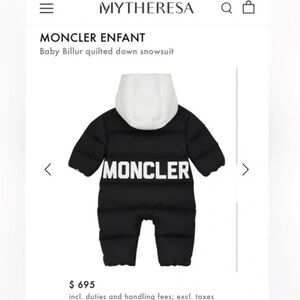 Moncler Black and White Baby Quilted Snowsuit